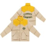 PAL Sporting Goods Cowboy Camping Down Leather Yoke Shearling Jas Beige