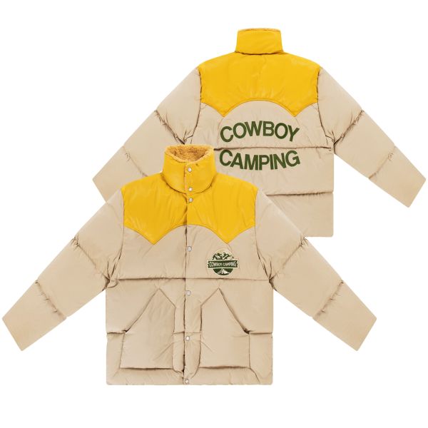 PAL Sporting Goods Cowboy Camping Down Leather Yoke Shearling Jas Beige