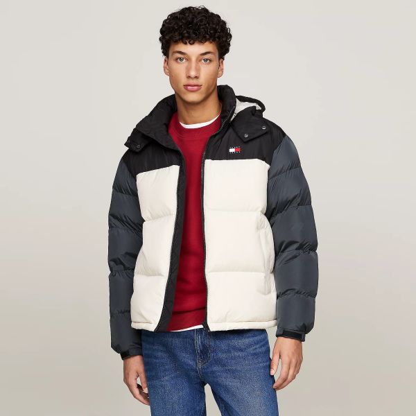 Tommy Jeans Alaska Colorblocked Puffer Off White/Zwart