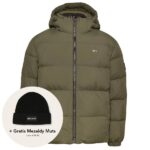 tommy jeans essential down puffer donker groen