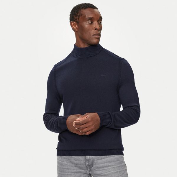 Boss Avac Turtleneck Sweater Navy