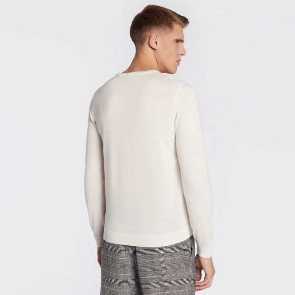 Boss Leno Knit Sweater Off White