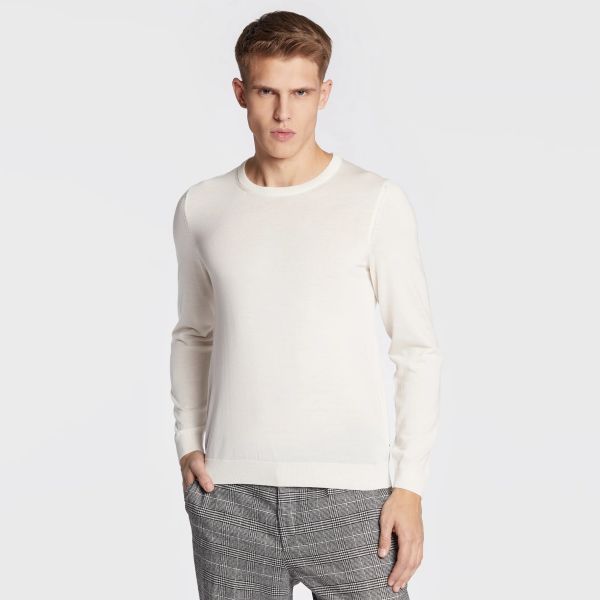 Boss Leno Knit Sweater Off White