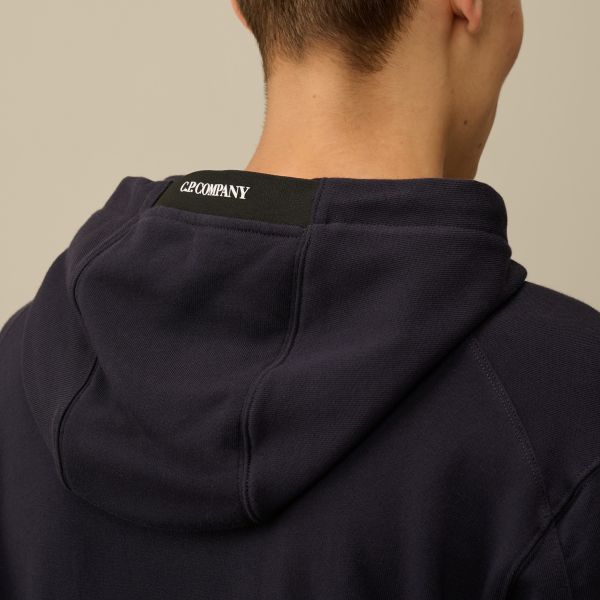 CP Company Diagonal Raised Fleece Lens Hoodie Navy