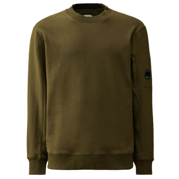 CP Company Diagonal Raised Fleece Lens Sweater Donker Groen