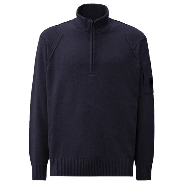CP Company Lambswool GRS Half Zipped Knit Sweater Navy