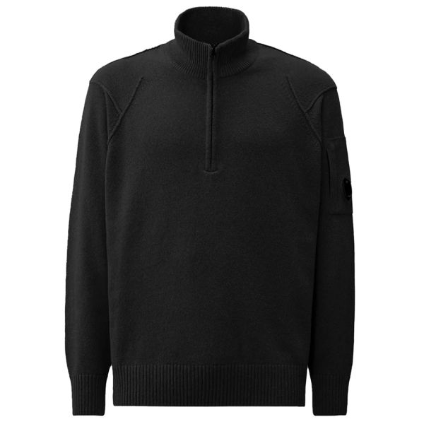 CP Company Lambswool GRS Half Zipped Knit Sweater Zwart
