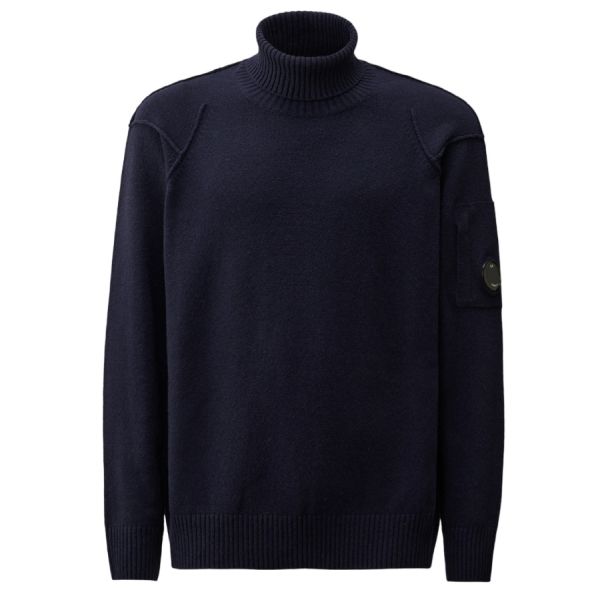 CP Company Lambswool GRS Turtleneck Knit Sweater Navy