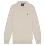 Lyle & Scott Cotton Merino Knitted Longsleeve Polo Beige