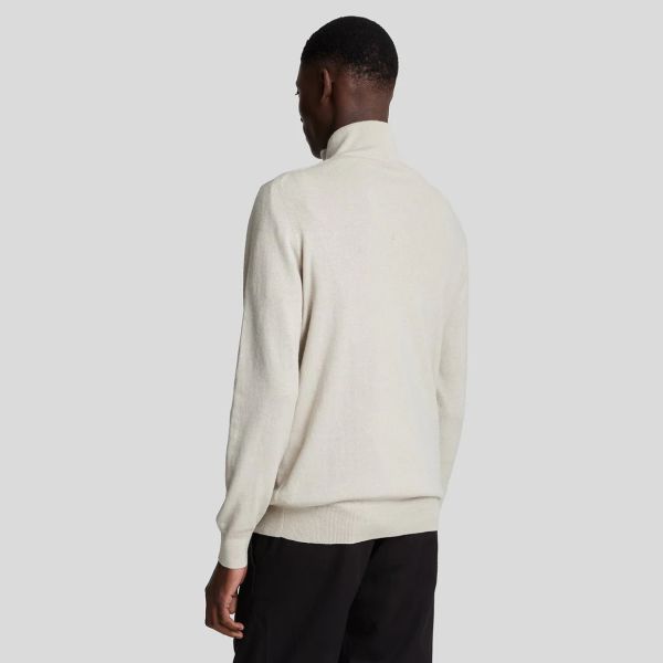 Lyle & Scott Cotton Merino Quarter Zip Sweater Beige