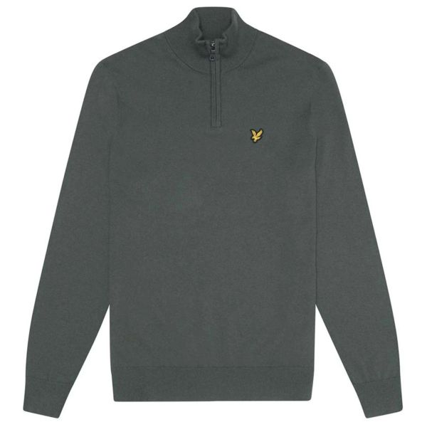 Lyle & Scott Cotton Merino Quarter Zip Sweater Donker Groen