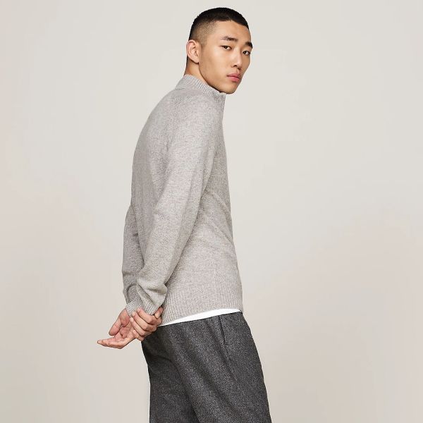Tommy Hilfiger Wool Zip Mock Sweater Grijs