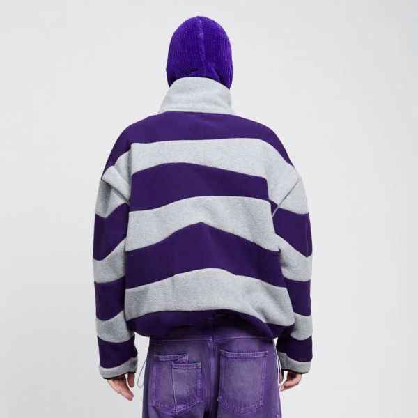 Bonsai Oversized Intarsio Half Zip Sweater Paars/Grijs