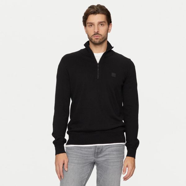 Boss Kanobix Zip Mock Sweater Zwart