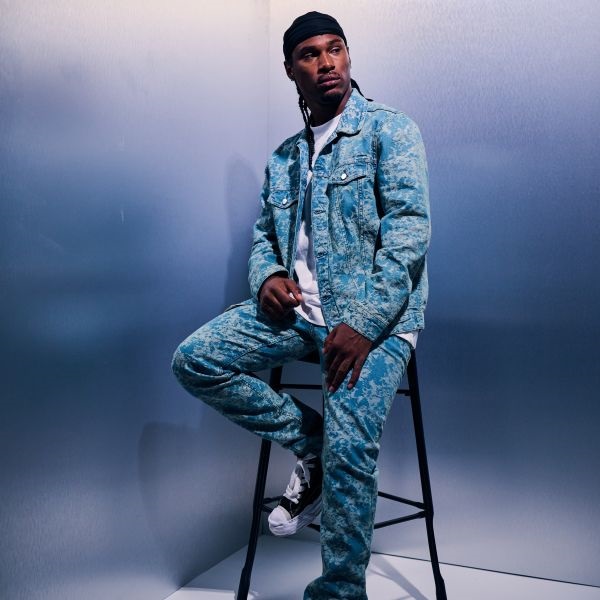 Croyez Jacquard Camo Spijkerjas Licht Blauw