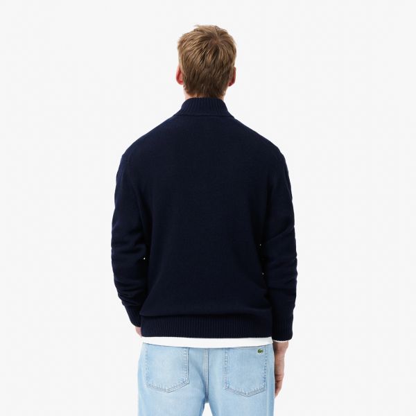 Lacoste Knitted Half Zip Sweater Navy