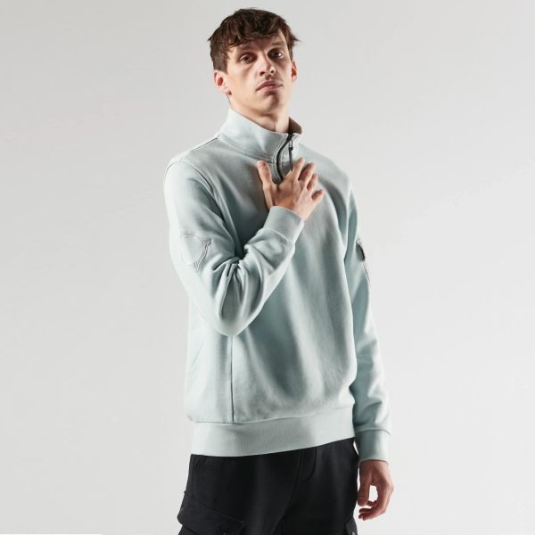 Ma.strum Quarter Zip Logo Sweater Licht Grijs