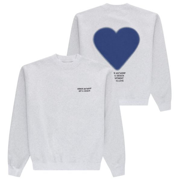 Arbor Antwerp Blue Faded Heart Sweater Grijs