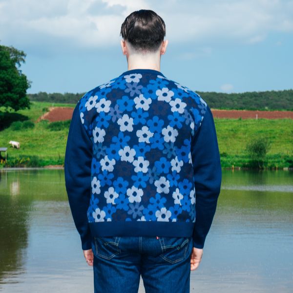 Arbor Antwerp Blue Floral Cardigan Blauw