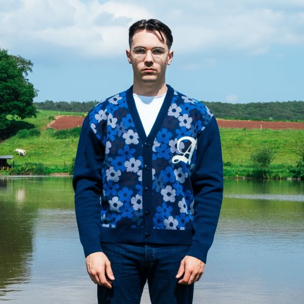 Arbor Antwerp Blue Floral Cardigan Blauw