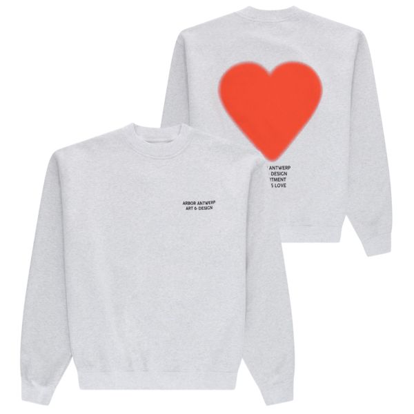 Arbor Antwerp Orange Faded Heart Sweater Grijs