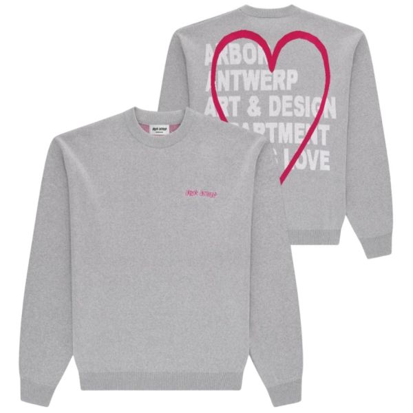 Arbor Antwerp Pink Love Knit Sweater Grijs