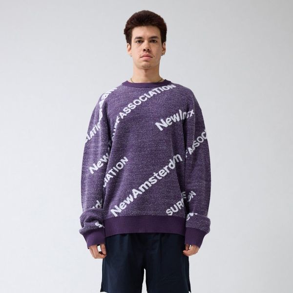 New Amsterdam Surf Association Name Knit AOP Sweater Paars