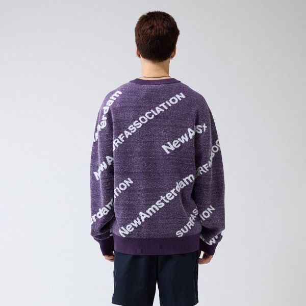 New Amsterdam Surf Association Name Knit AOP Sweater Paars
