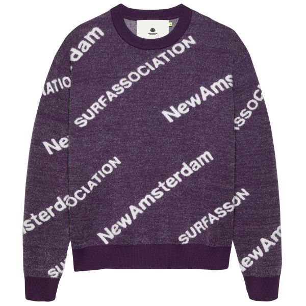 New Amsterdam Surf Association Name Knit AOP Sweater Paars