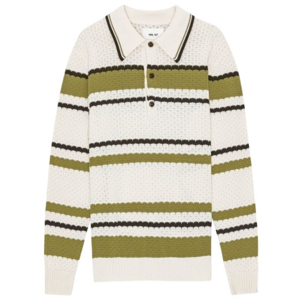NN.07 Alfie Cotton Longsleeve Polo Off White