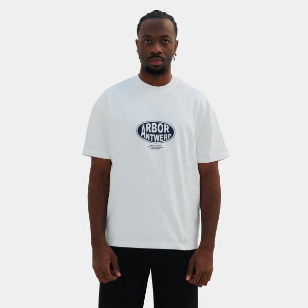 Arbor Antwerp Blue Oval Logo T-shirt Wit