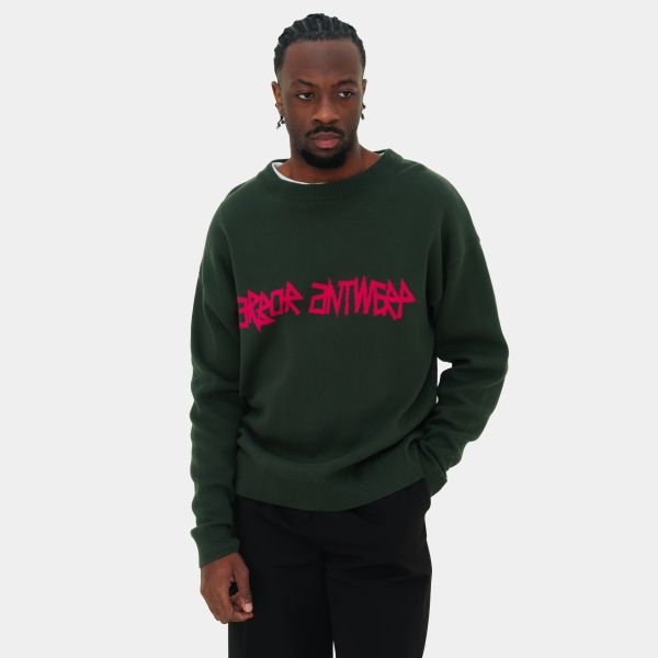 Arbor Antwerp Pink Typo Knitted Sweater Donker Groen