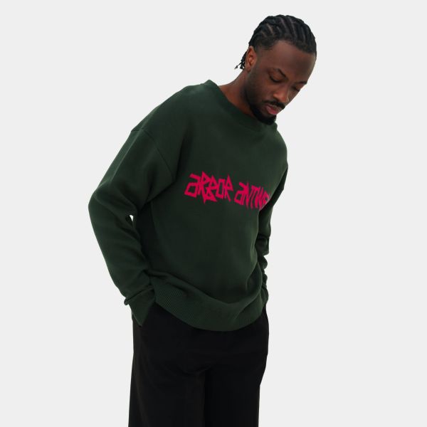 Arbor Antwerp Pink Typo Knitted Sweater Donker Groen