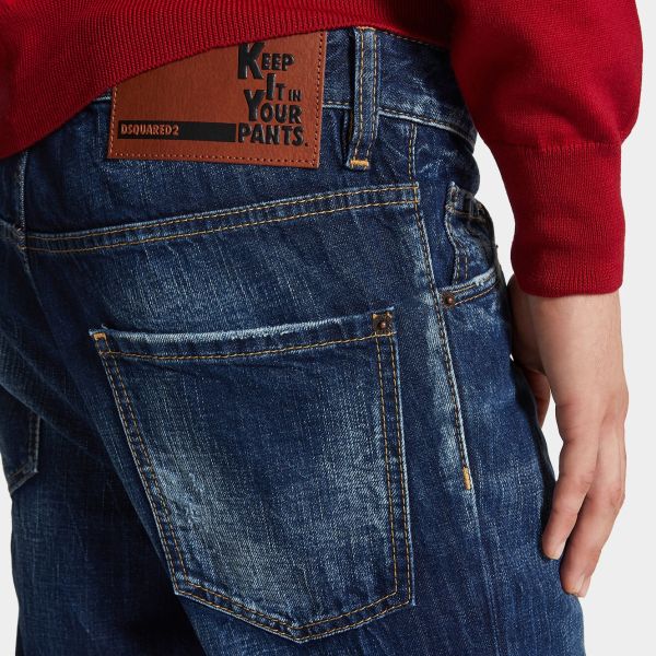 Dsquared2 Whiskering Jeans Donker Blauw