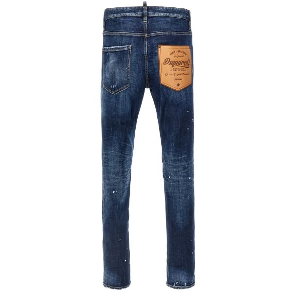 Dsquared2 Distressed Painted Jeans Donker Blauw