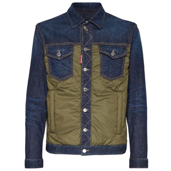 Dsquared2 Puffer Spijkerjas Donker Blauw/Groen