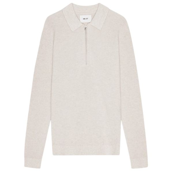 NN.07 Hansie Zip Longsleeve Polo Off White