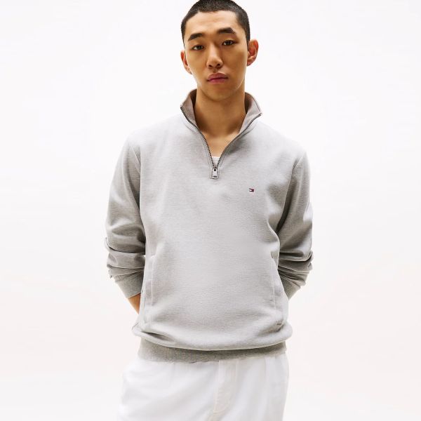 Tommy Hilfiger Essential Intechno Quarter Zip Sweater Licht Grijs