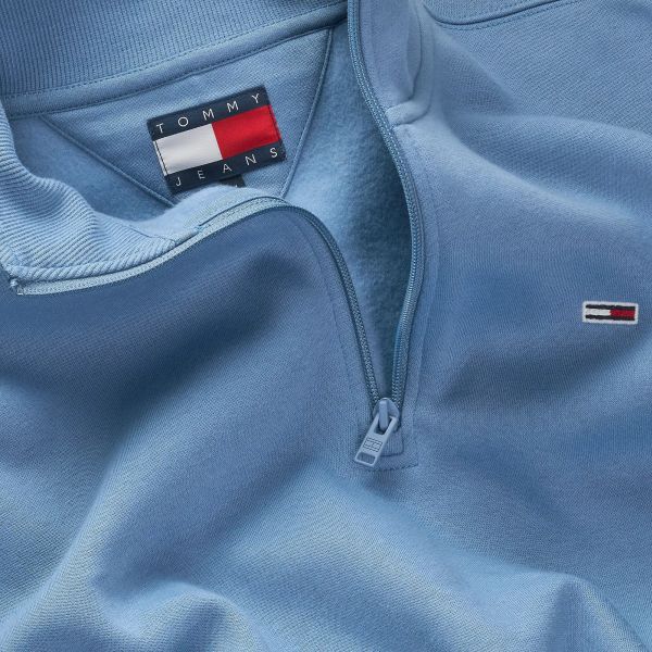 Tommy Jeans Regular Fleece Quarter Zip Sweater Blauw