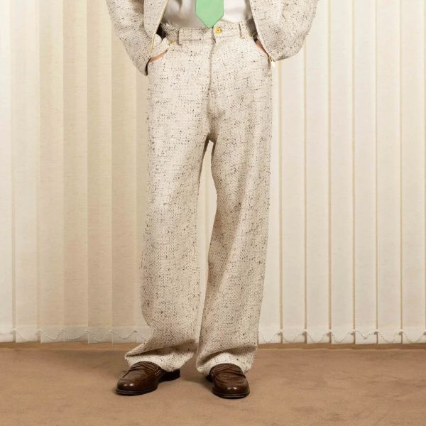 Drôle De Monsieur Golfeur Tweed Pantalon Off White