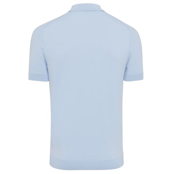 Genti Slim Button Polo Licht Blauw