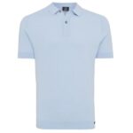 Genti Slim Button Polo Licht Blauw