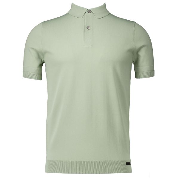 Genti Slim Button Polo Licht Groen