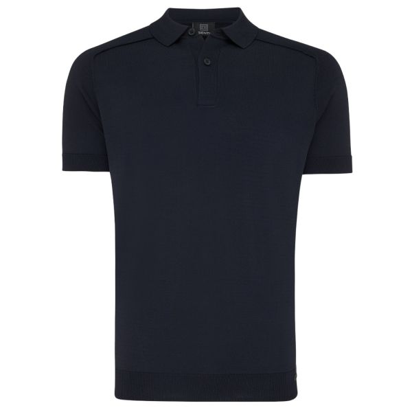Genti Slim Button Polo Navy