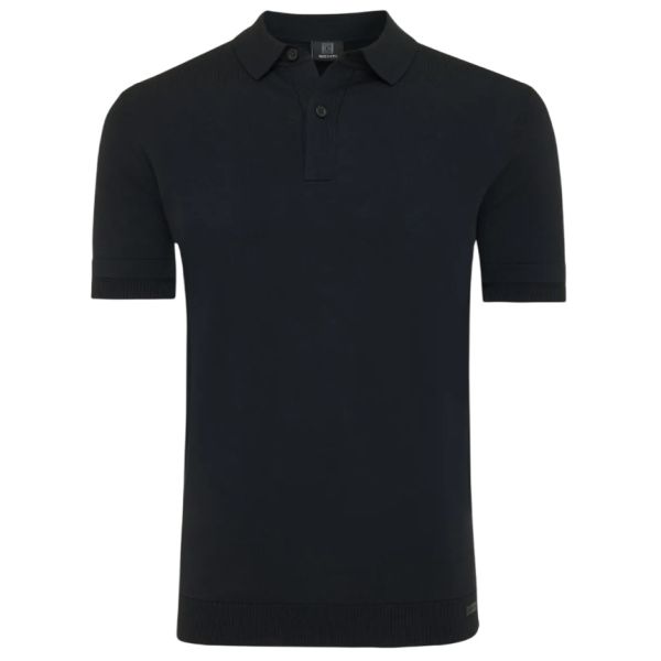 Genti Slim Button Polo Zwart