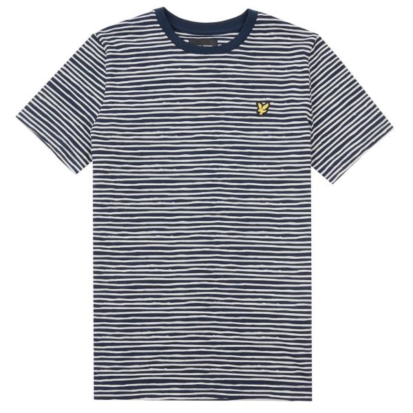 Lyle & Scott Linen Blend Breton T-shirt Navy/Wit