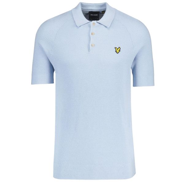 Lyle & Scott Linen Blend Knitted Polo Licht Blauw