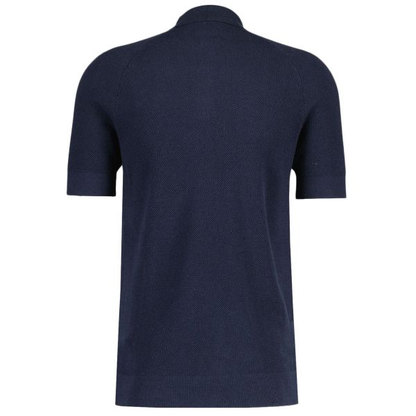 Lyle & Scott Linen Blend Knitted Polo Navy
