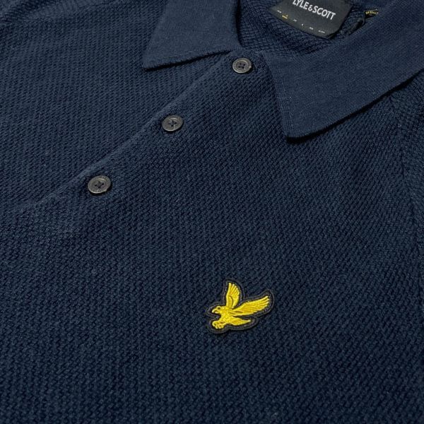 Lyle & Scott Linen Blend Knitted Polo Navy