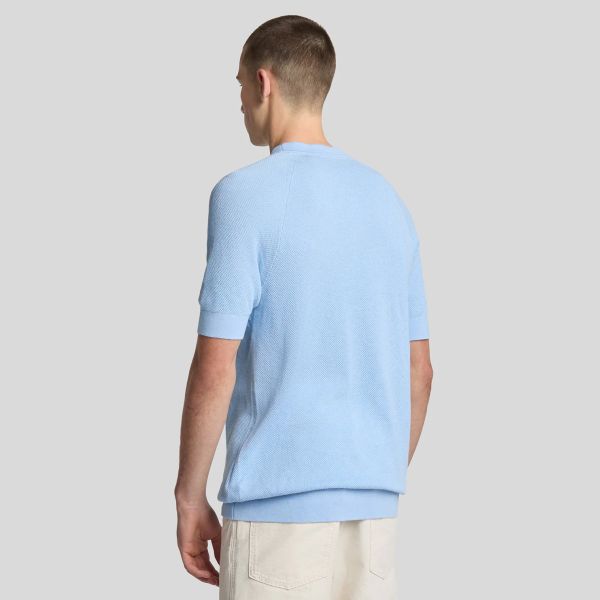 Lyle & Scott Linen Blend Knitted T-shirt Licht Blauw